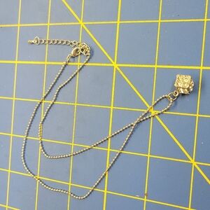 Square Rhinestone Encrusted Box Silver Ball Chain 16"  Necklace